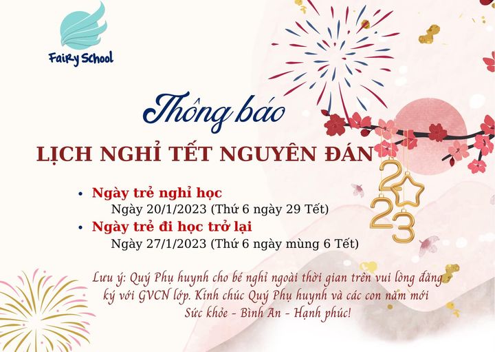 Thông báo lịch nghỉ tết nguyên đán 2023