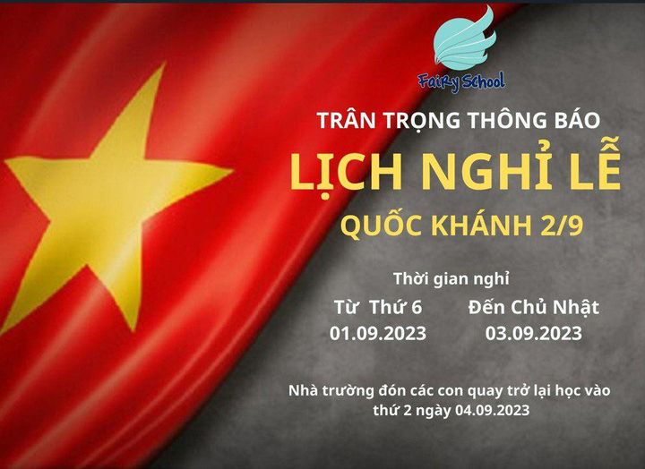 Thông báo nghỉ lễ Quốc Khánh Việt Nam 02/09/2023