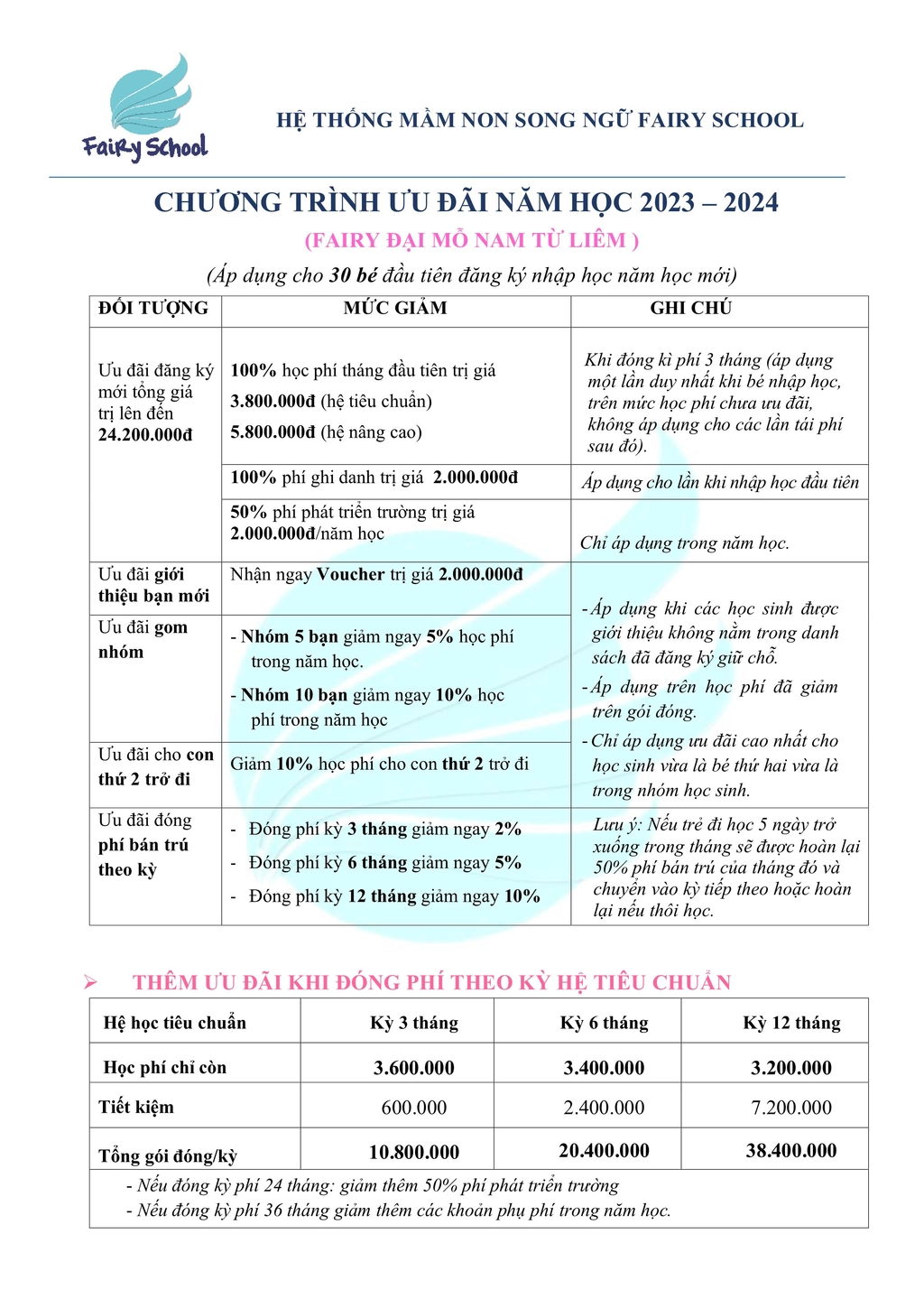 Ưu đãi - 3T EDU Đại Mỗ Nam Từ Liêm năm học 2023-2024