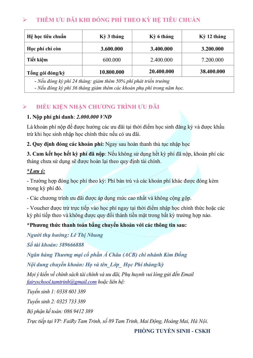 Ưu đãi - 3T EDU Tam Trinh năm học 2023-2024