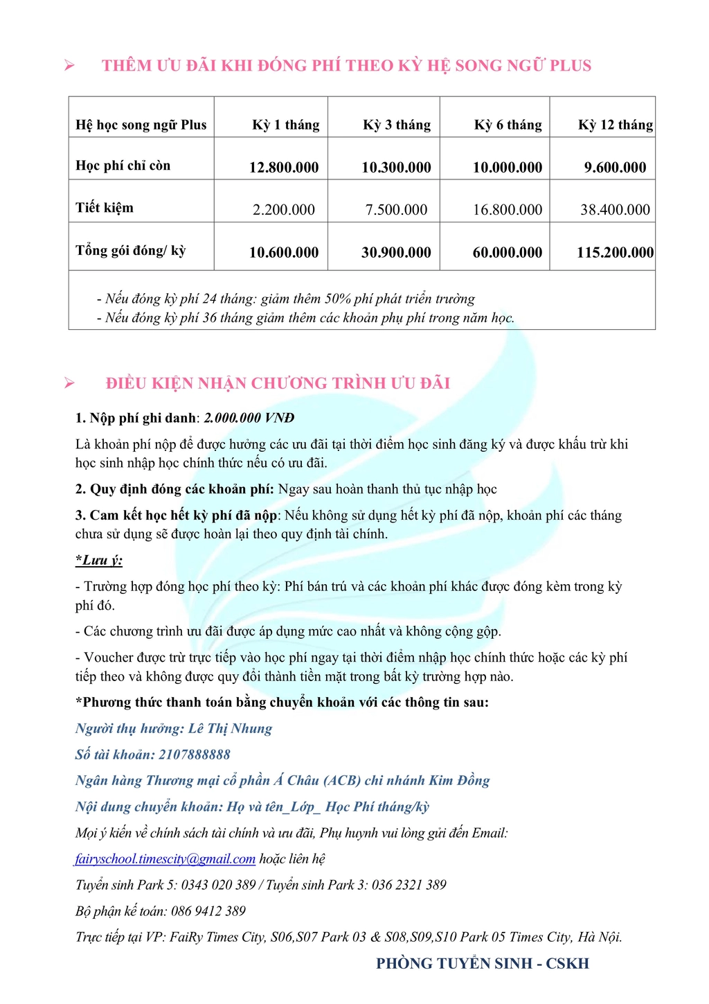 Ưu đãi - 3T EDU Times City năm học 2023-2024
