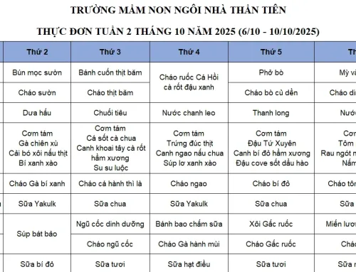 Thực Đơn Tuần 2 Tháng 10 Năm 2025 (6/10 – 10/10/2025)